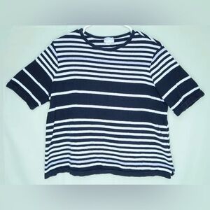 Anthropologie Postmark Black White Striped Boxy Short Sleeve Top Women’s Medium